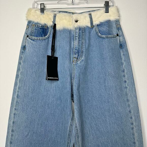 Numero Otto Amelie Fur Straight Leg Jeans Size 44 / US 8 - Picture 2 of 12